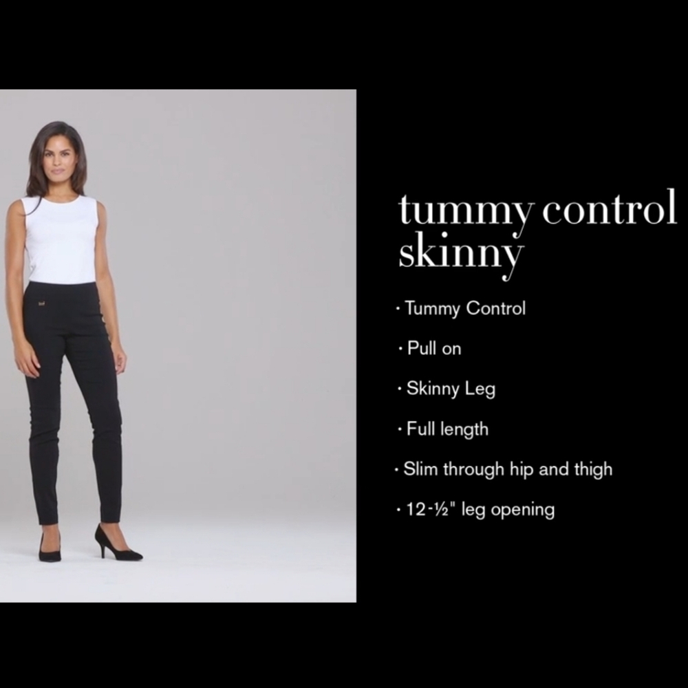 Alfani Womens Tummy Control Pull On Black Skinny Leg Pants l